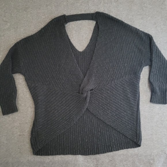 Rachel Hollis Ltd. Sweater Black V Neck Twist Back 2X Pullover Long Sleeve - Picture 3 of 11